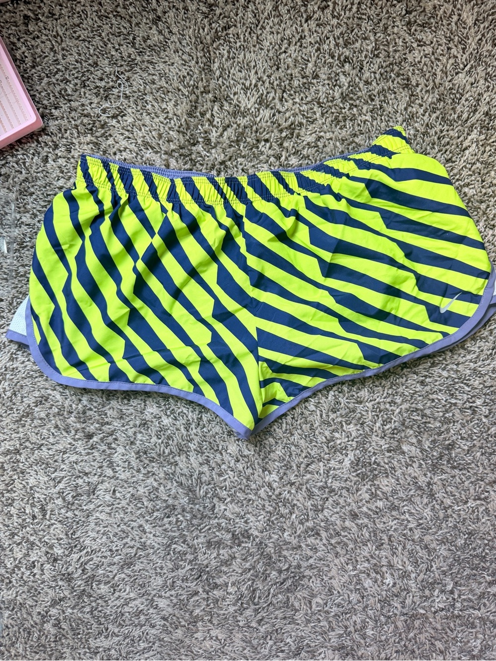 Nike Lavender Dri-FIT Running Shorts with Neon Yellow Accent